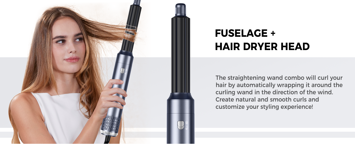 OKWRAP Haarstyler 5-в-1: Airbrush, фен, плойка, щітка для об'єму та локонів (блакитний)