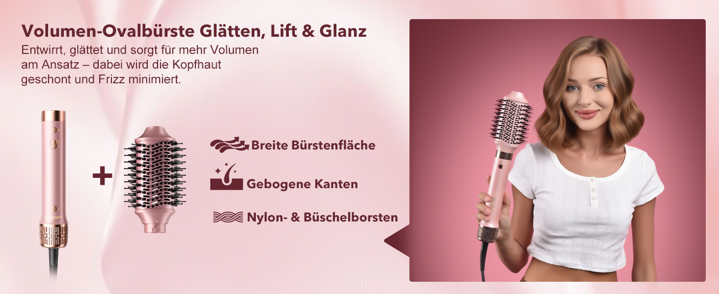 Airstyler 6-в-1: Фен, стайлер, локони, випрямлення. Рожевий колір.