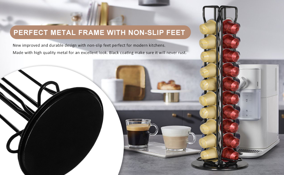 Тримач для капсул кави сумісний з Nespresso, органайзер для 40 капсул, обертовий, підставка для кави