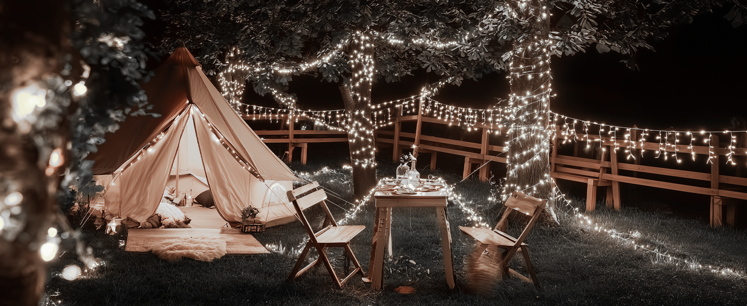 Гірлянда світлодіодна для прикраси саду, дому, на Різдво, 30м, 230 LED, тепле біле світло, 8 режимів, з пультом, вологостійка