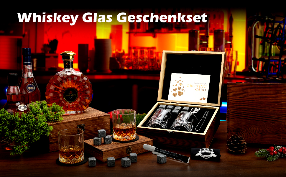 Набір віскі Exreizst: 2 бокали, 8 каменів, дерев'яна коробка. Ідеальний подарунок для чоловіків та на День Батька.