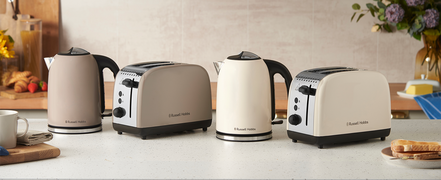 Електричний чайник Russell Hobbs Colours Plus Mokka 1.7л з нержавіючою статтю, 2400W, з фільтром від накипу та індикатором рівня води