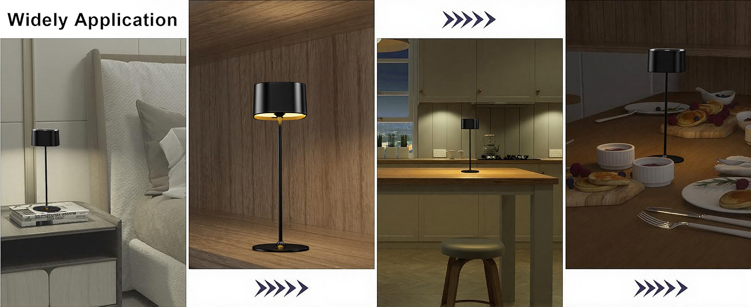 Акумуляторний LED настільний світильник з димером, 2 шт. Бездротовий сенсорний світильник USB-C, металевий, водонепроникний (IP54), 5600mAh, 5W, чорний