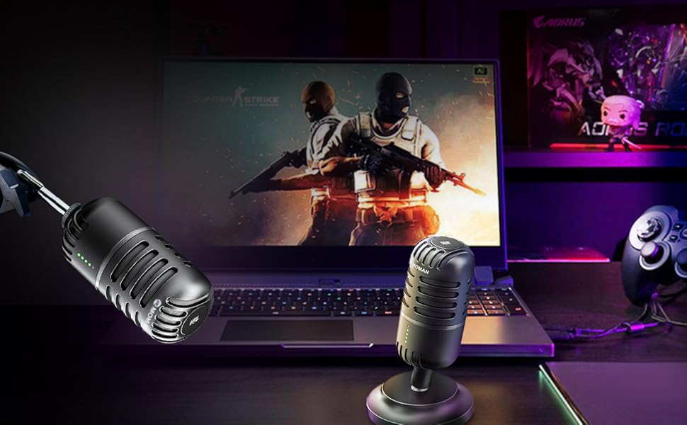 Мікрофон USB для ПК, PS4, PS5: Конденсаторний мікрофон для стрімінгу, геймінгу, подкастів та запису звуку. Сумісний з Mac, Windows