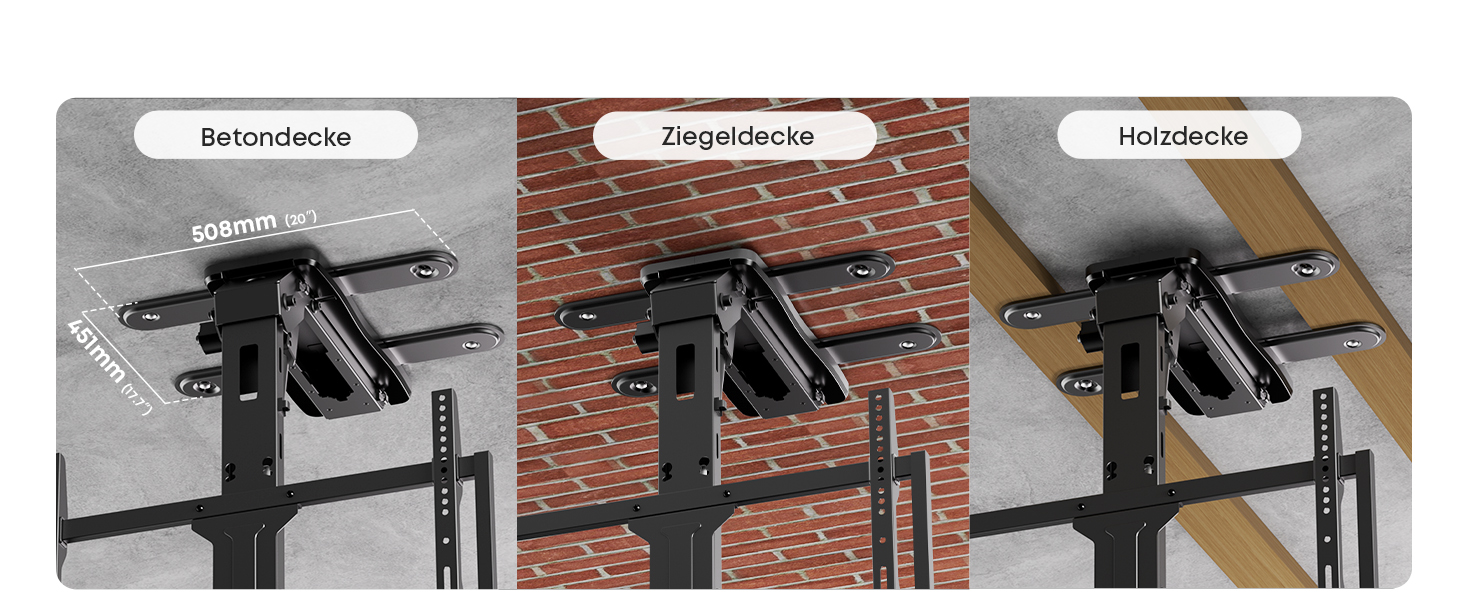 Електричний стельовий кронштейн для телевізора 37-75 дюймів, чорний - похилий, з пультом ДУ, до 45 кг