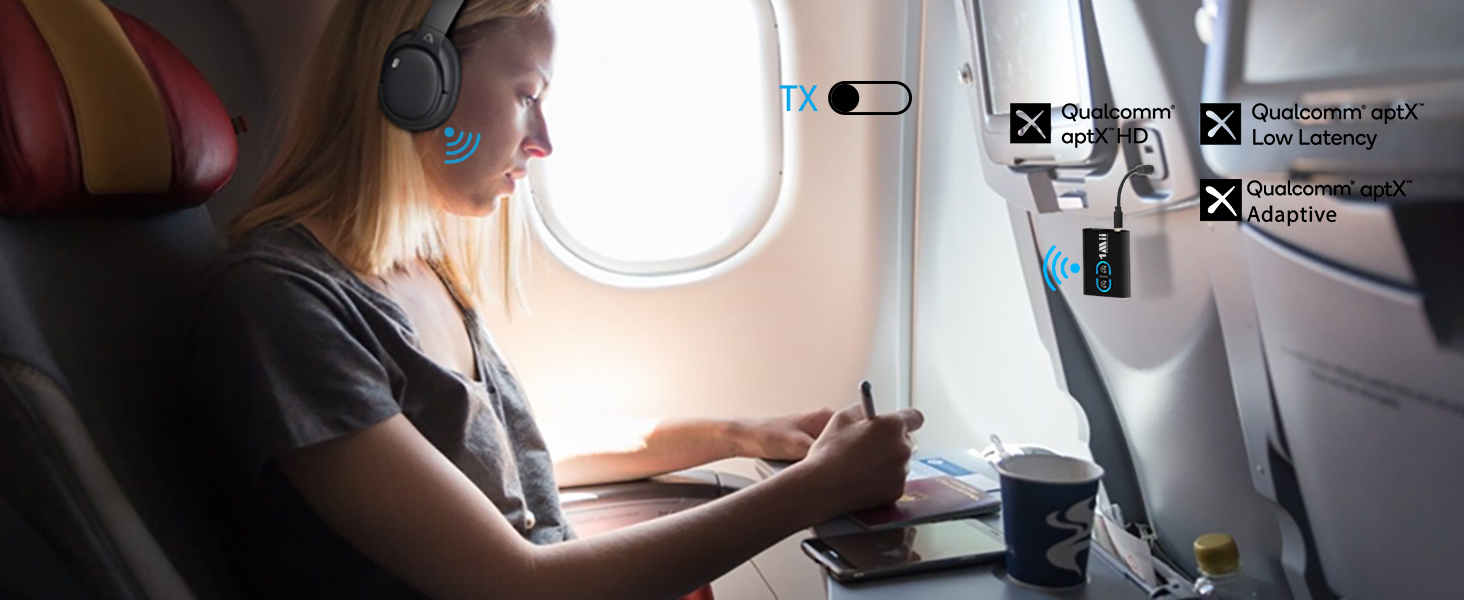 Bluetooth адаптер 1Mii ML300 для ТБ та навушників, трансмітер та ресивер, чорний