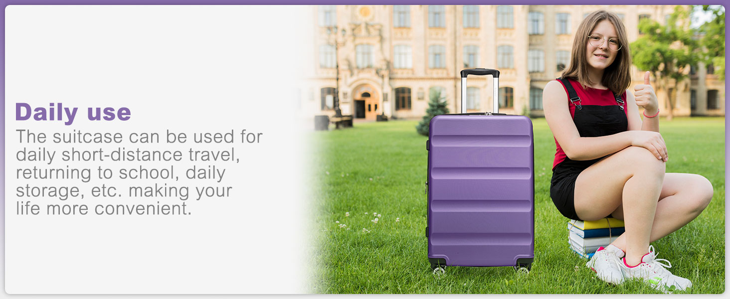 Чемодан-валіза KONO з розширенням, жорсткий, легкий, XL, з TSA-замком та 4 колесами, 75x47.5x29.5 см (M(55x35x22 см), фіолетовий)