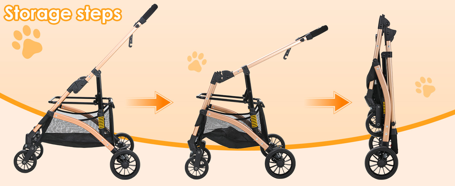 Візок для собак MAMIZO 3 в 1: візок, переноска, сумка. До 20 кг, 360° обертання, з відкидним кошиком та тримачем для напоїв. Підходить для собак та котів.