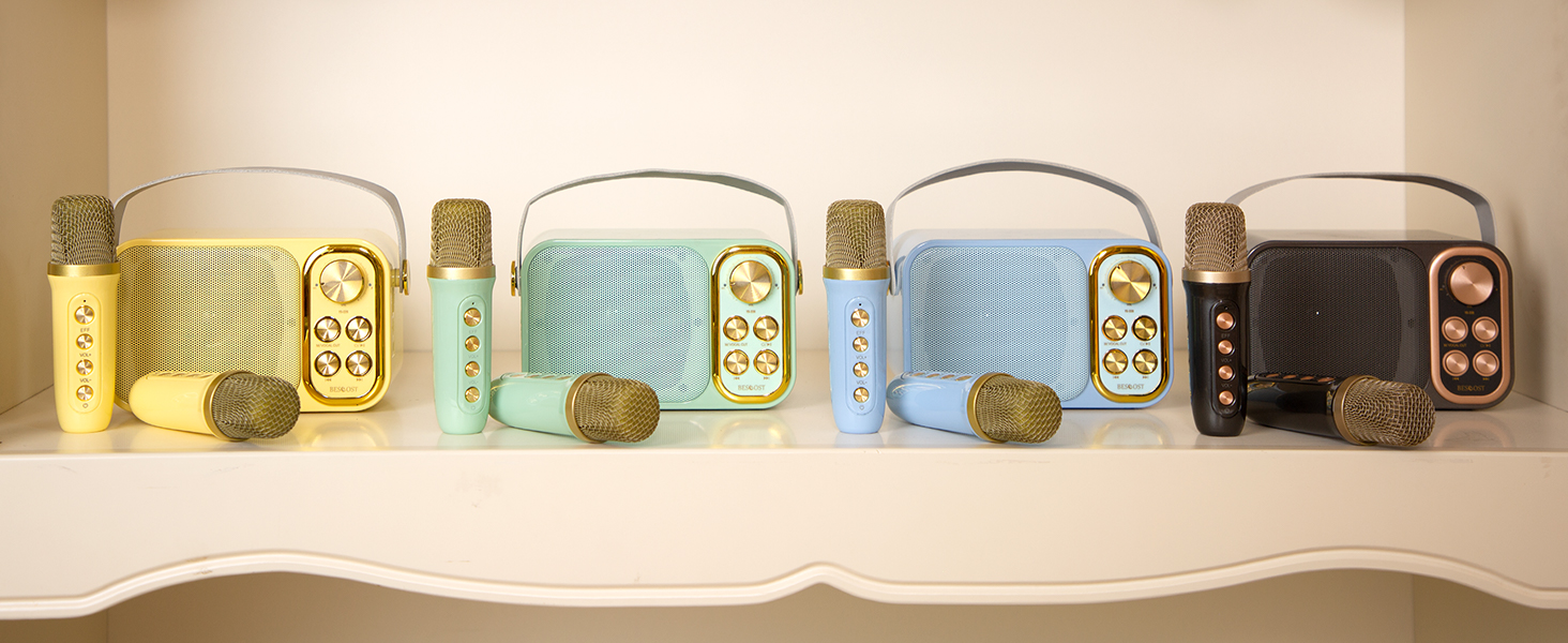 Караоке машина з 2 мікрофонами, портативна Bluetooth колонка для дітей та дорослих, 7 звукових ефектів, ідеальна для вечірок та свят (біла)