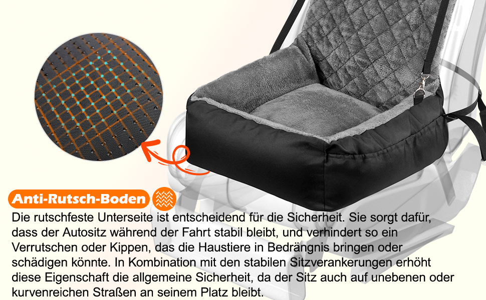 Автокрісло для собак SIVEIS – зручне ліжко з плюшу та кишеню для зберігання, чорне