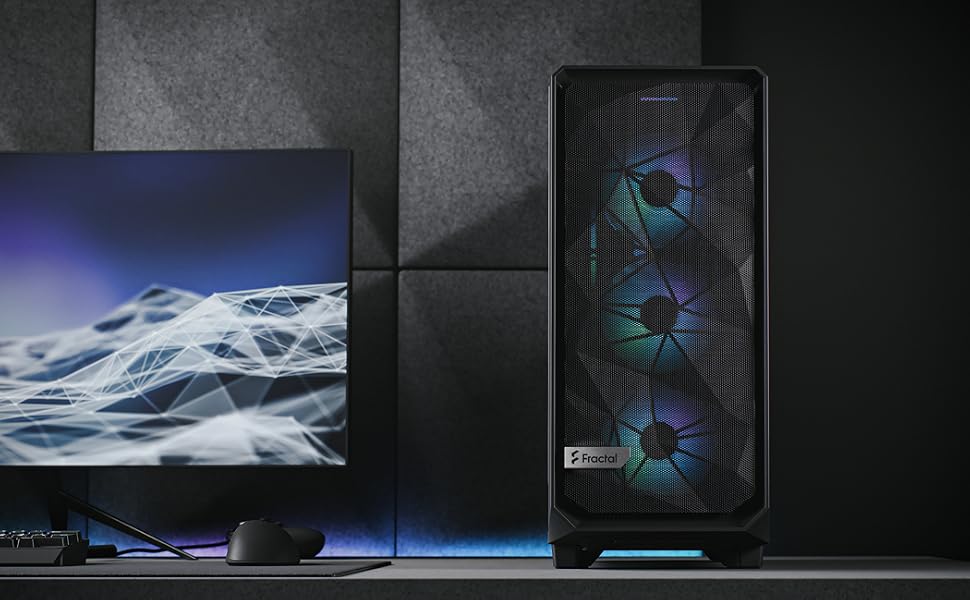 Корпус для ПК Fractal Design Meshify 2 Compact Black ATX Mid Tower, RGB White, загартоване скло (TG Clear Tint), високий повітряний потік