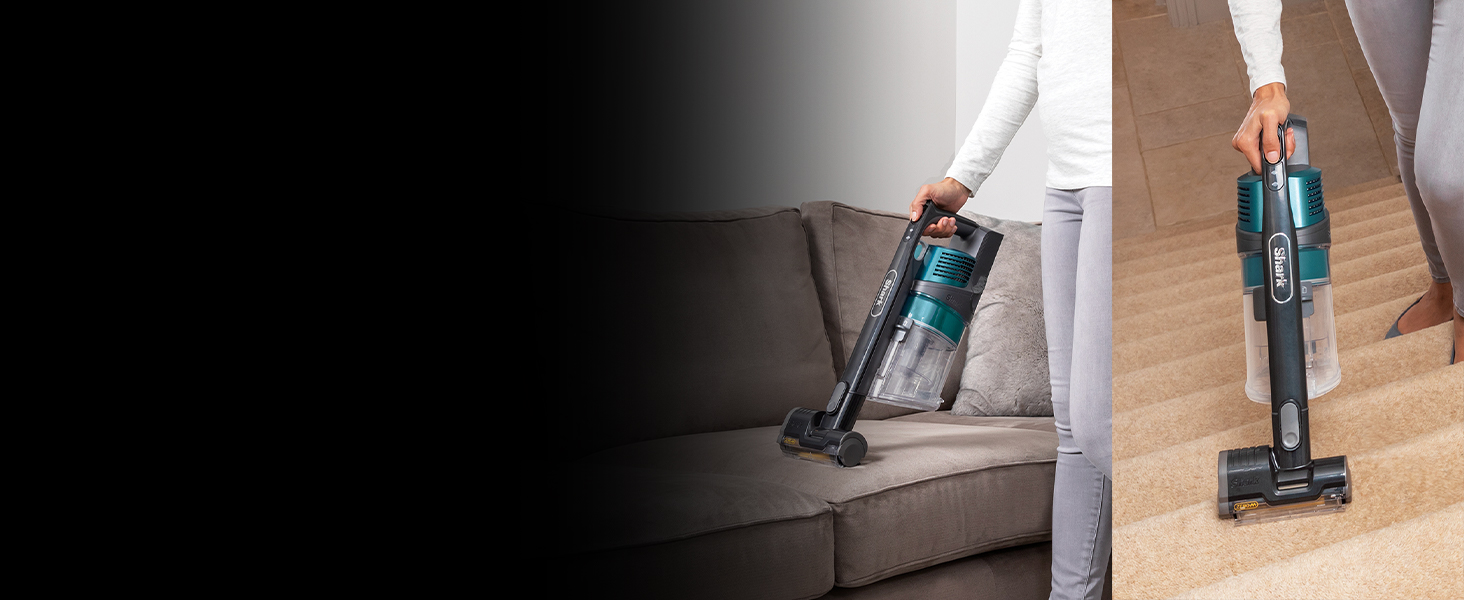 Пилголом Shark бездротовий із ручкою [IZ201EU] - 40 хв роботи, Anti Hair Wrap, 0.7 л, 26 x 24.5 x 118 см; (насадка для шерсті тварин, блакитний)