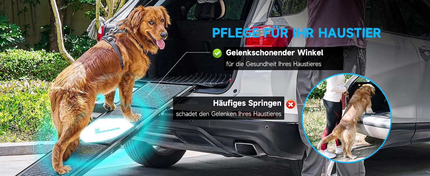 CO-Z Східці для собак, розкладні, 170 см, для легкого заїзду/сходу, до 90 кг, з антиковзким покриттям, підходять для всіх авто