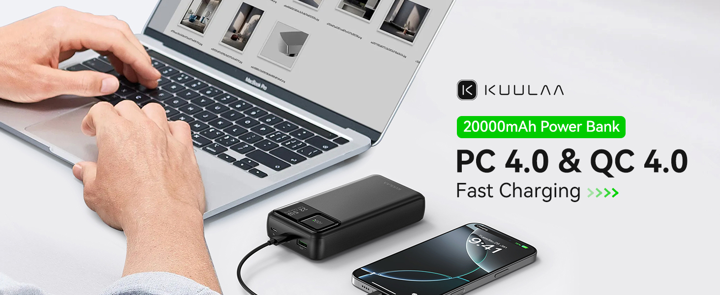 Power Bank Kuulaa 20000mAh з USB-C: Швидка зарядка для iPhone, Samsung та інших