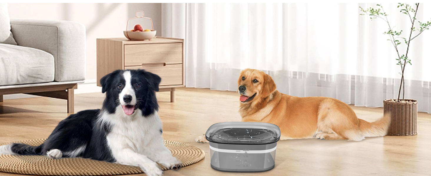 Миска для собак PETTOM 2L, проти проливання, чорна