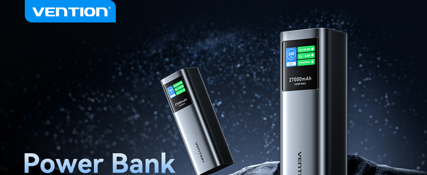 Power Bank VENTION 27000 mAh 140W з PD3.1: зарядка для ноутбуків, iPhone, iPad, Galaxy | FKE-EU