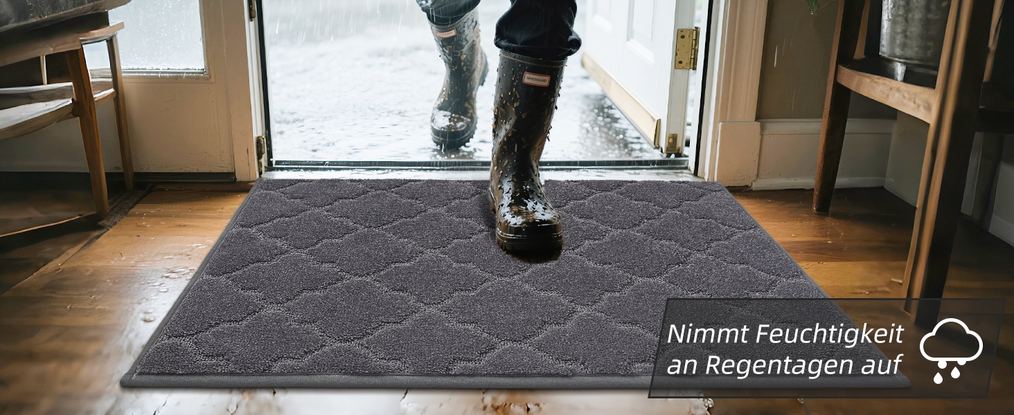Килимок придверний COSY HOMEER 50x80 см сірий, антиковзний, вологостійкий, для кухні, коридору, тераси - машинне прання