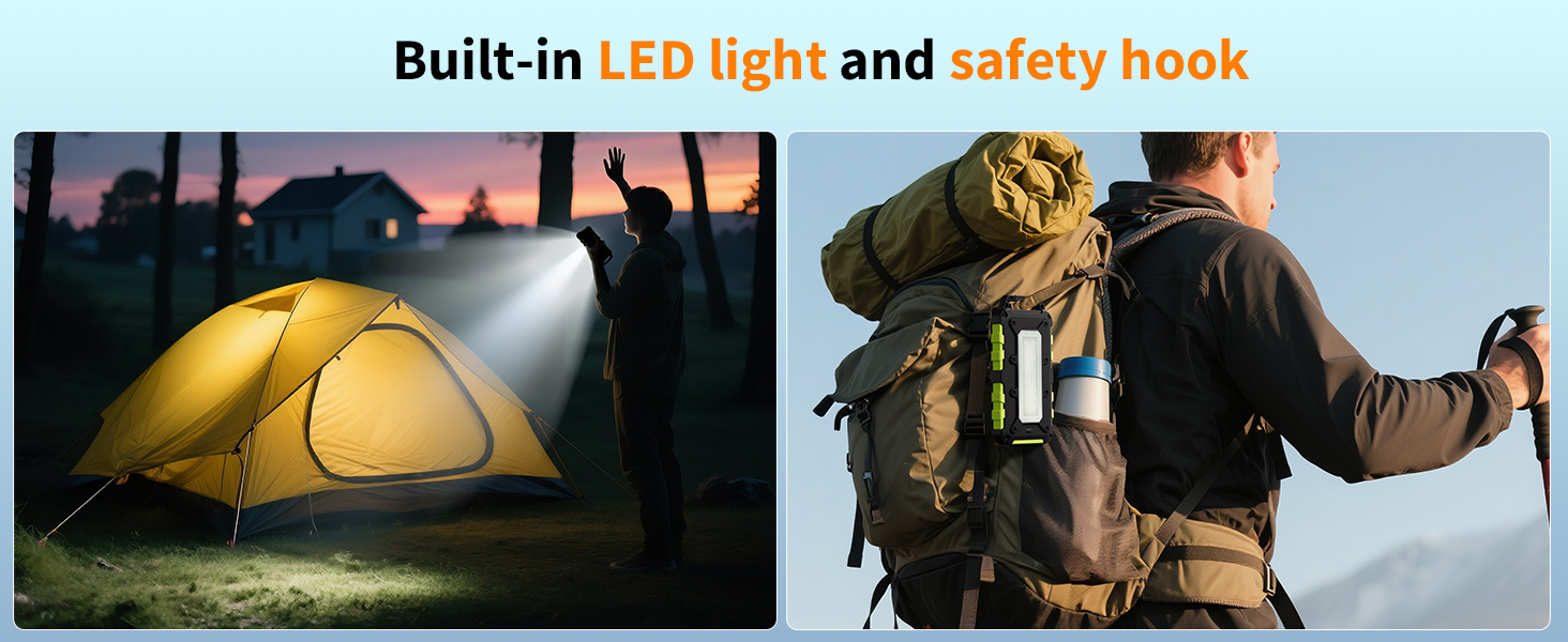 Powerbank сонячний TOENNESEN 26800mAh PD 15W: вологостійкий акумулятор з LED-ліхтариком та 3 виходами USB-C для смартфонів, планшетів, кемпінгу та подорожей (Чорний)