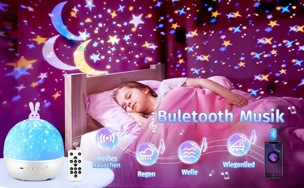 Дитячий нічник-проектор зоряного неба з Bluetooth, 15 фільмів, LED нічна лампа для дитячої кімнати, проектор зоряного неба, декор для дітей та немовлят