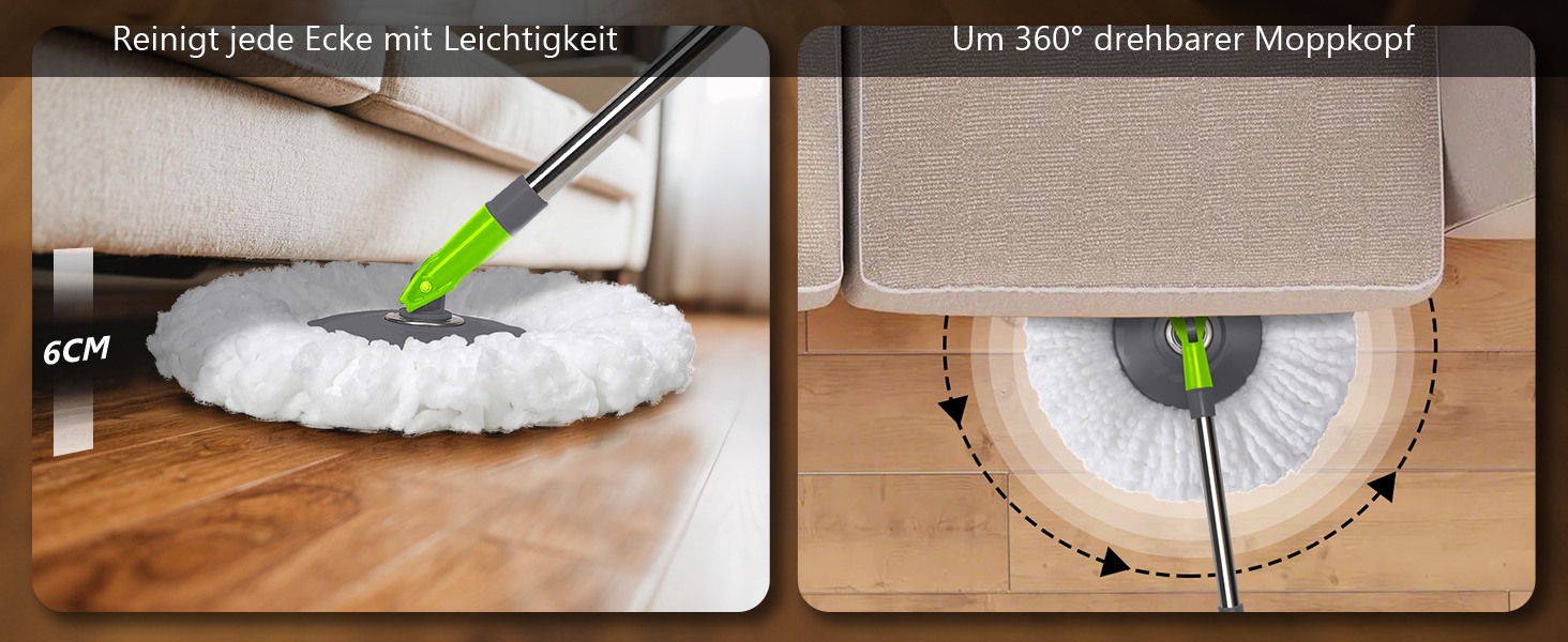 Набір для миття підлоги Masthome: відро, моп з функцією віджиму, 3 мікрофібрових насадки, для всіх типів підлоги