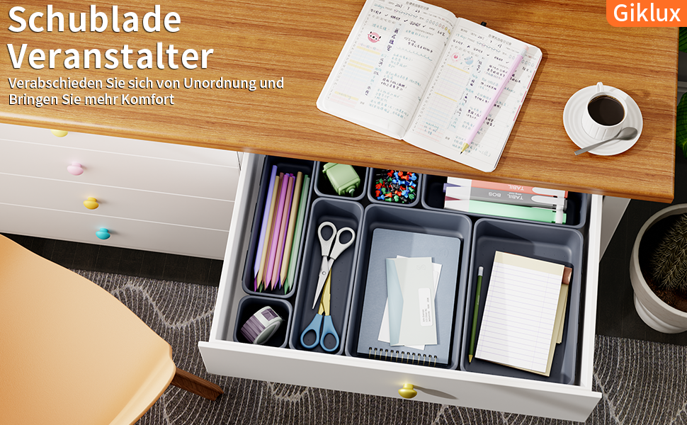 45-Piece Drawer Organizer Set for Office with 3 Sizes, Vanity Makeup Organizer Drawer, Storage Desk Organizer Drawer System for Kitchens, Bedrooms, Bathrooms, Office, Gray