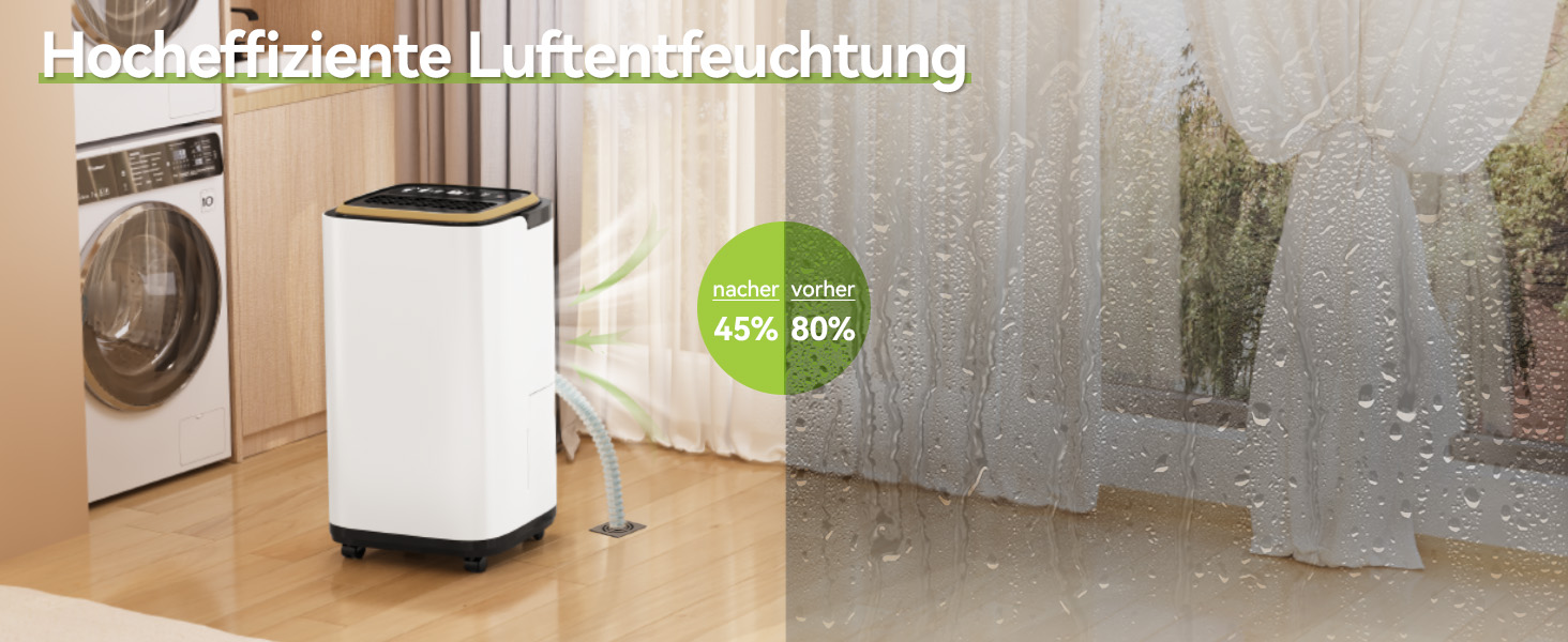 Електричний осушувач повітря JUMMICO 12л/день з датчиком вологості, 2.2л бак, LED-дисплей, шланг 1.5м, фільтр для дому, ванної кімнати