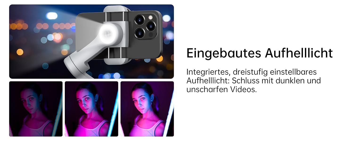 Стабілізатор для смартфона AOCHUAN Smart X Pro (3-осьовий, з RGB-підсвічуванням, для iPhone/Android)