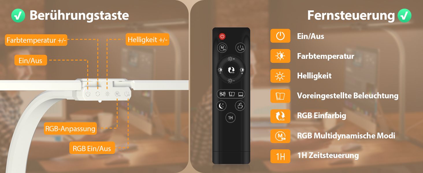 LED лампа настільна з двома головками, регульована яскравість, кріплення на струбцині, захист очей, денне світло, для офісу та ПК, RGB
