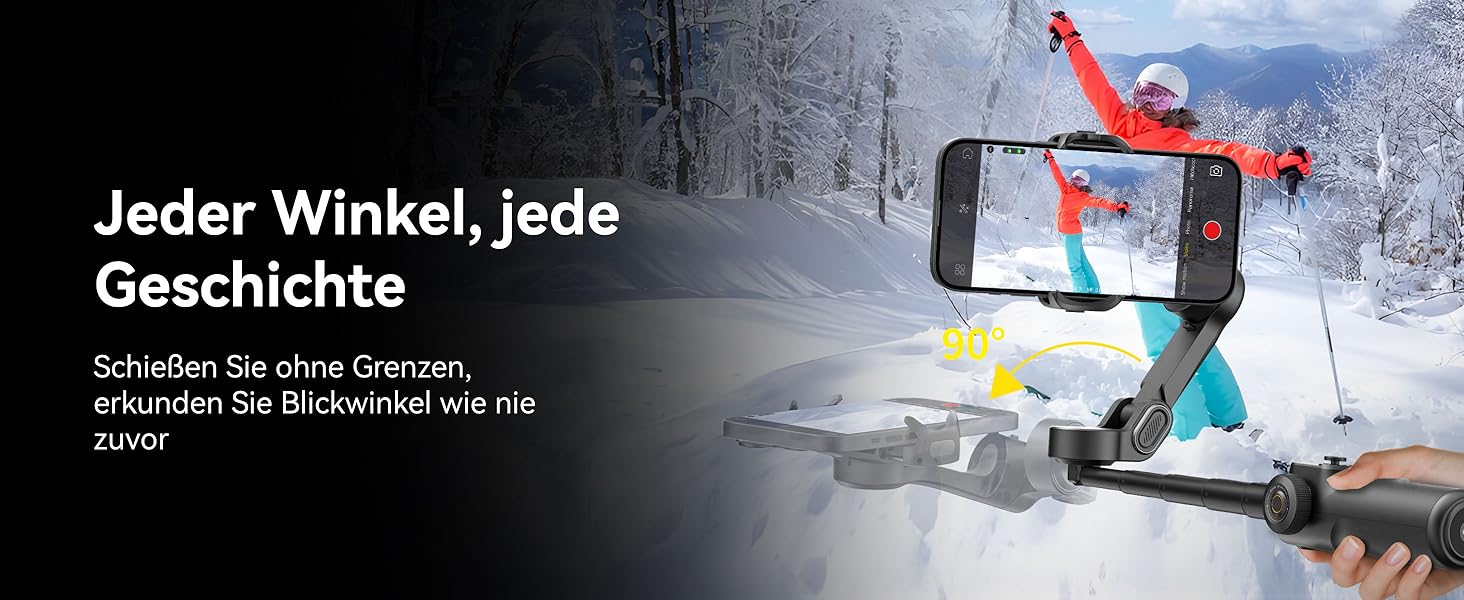 Стабілізатор Gimbal AOCHUAN для iPhone/Android з 7.8-дюймовою штангою та OLED-дисплеєм - 3-осьовий, чорний