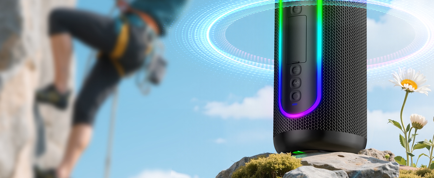 Портативна Bluetooth колонка UOHHBOE 30W з RGB підсвічуванням, TWS Stereo, 24 години роботи, IPX5 водонепроникність