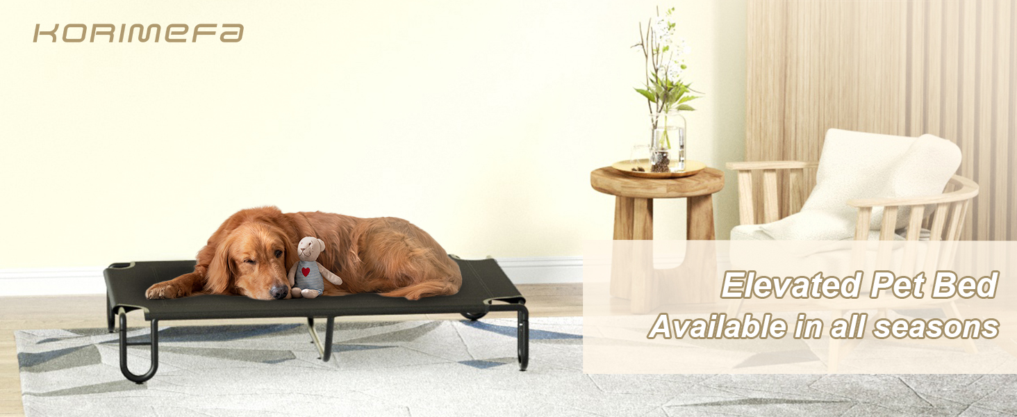 Підвищене собаче ліжко KORIMEFA до 55 кг, Outdoor, миється, для собак середніх розмірів, 122 x 85 x 20 см, з антиковзними ніжками, для дому та саду (XL)