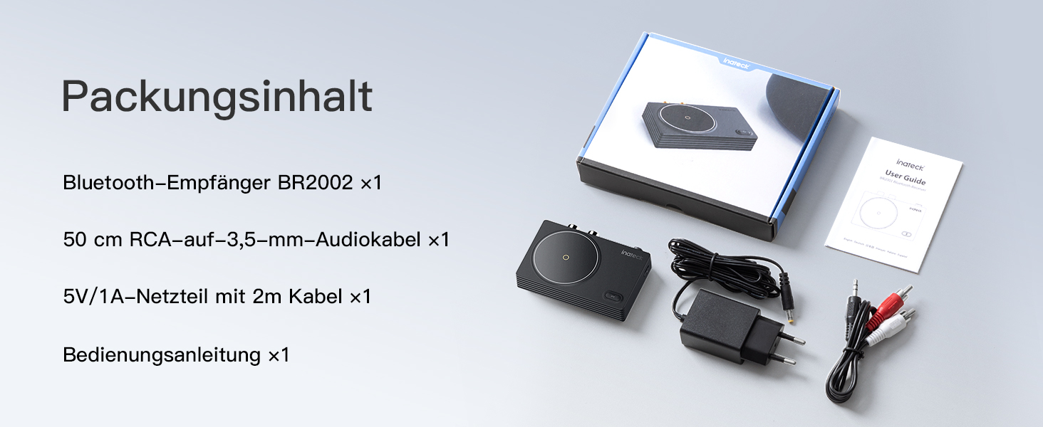 Inateck Bluetooth Аудіо Адаптер BR2001: Bluetooth 5.1, RCA/3.5mm AUX, для стереосистем та навушників