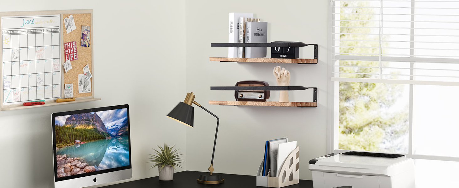 Настінна полиця AGM Wandregal 2 шт. з тримачем для рушників, світло-коричнева, для ванної, кухні, вітальні, офісу, спальні