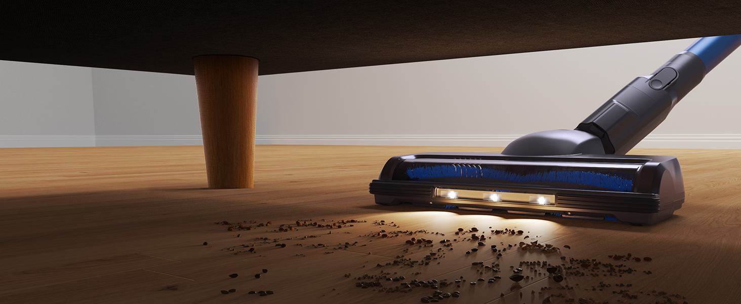 Greenote Бездротовий акумуляторний пилосос: 30 хв роботи, LED, насадка для щілин та м'яка щітка, паркування, для твердих поверхонь та шерсті тварин