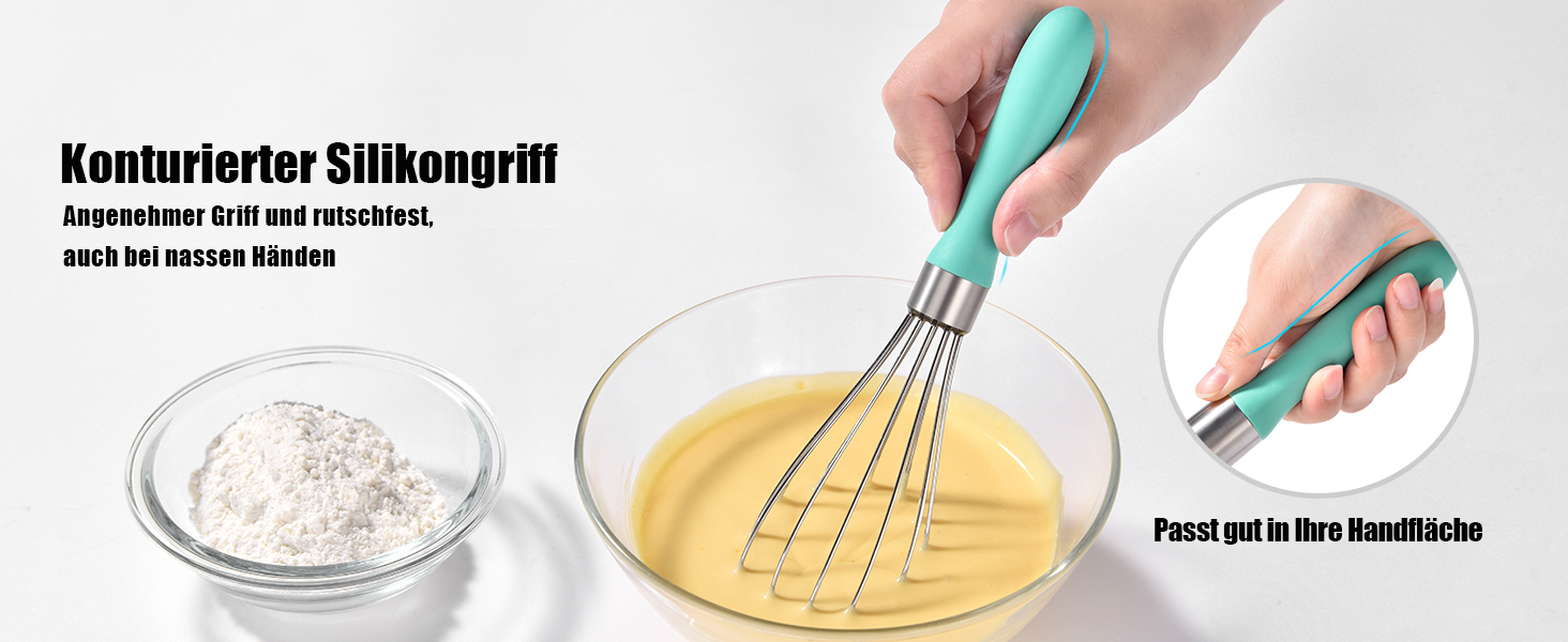 Міксер ручний Doosu 28 см з нержавіючої сталі, 8 гнучких дротів для збивання та змішування (Aqua Sky, S-23cm)