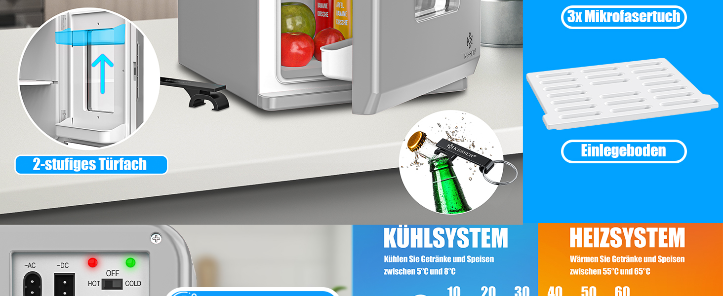 KESSER® Міні холодильник/термобокс 2в1, 15л, AC/DC, для авто, офісу, дому, кемпінгу