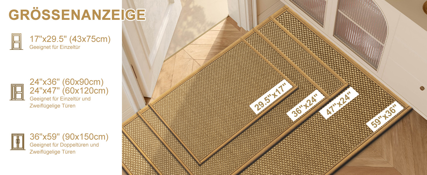 Килимок для дому LEKEEPGO 43x75 см, антиковзаючий, миючий, вбираючий, для внутрішнього використання (колір: світло-коричневий)