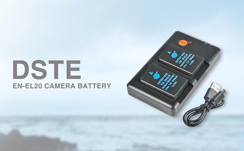 Акумулятори DSTE EN-EL20/EN-EL20a (2 шт.) з подвійним зарядним пристроєм для Nikon Coolpix
