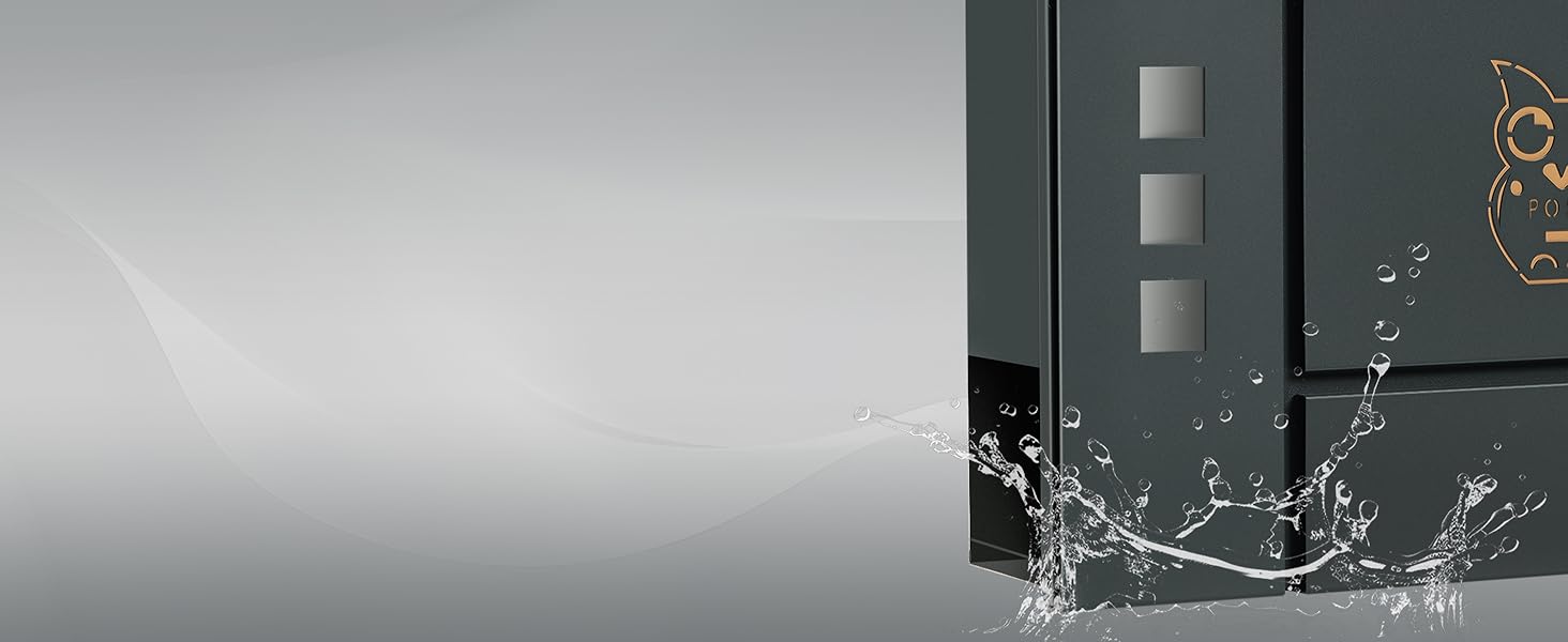 Поштова скринька WOLTU XXL з газетницею, оглядовим вікном, замком та 2 ключами, антрацит+жовтий (10,5x37x37 см)