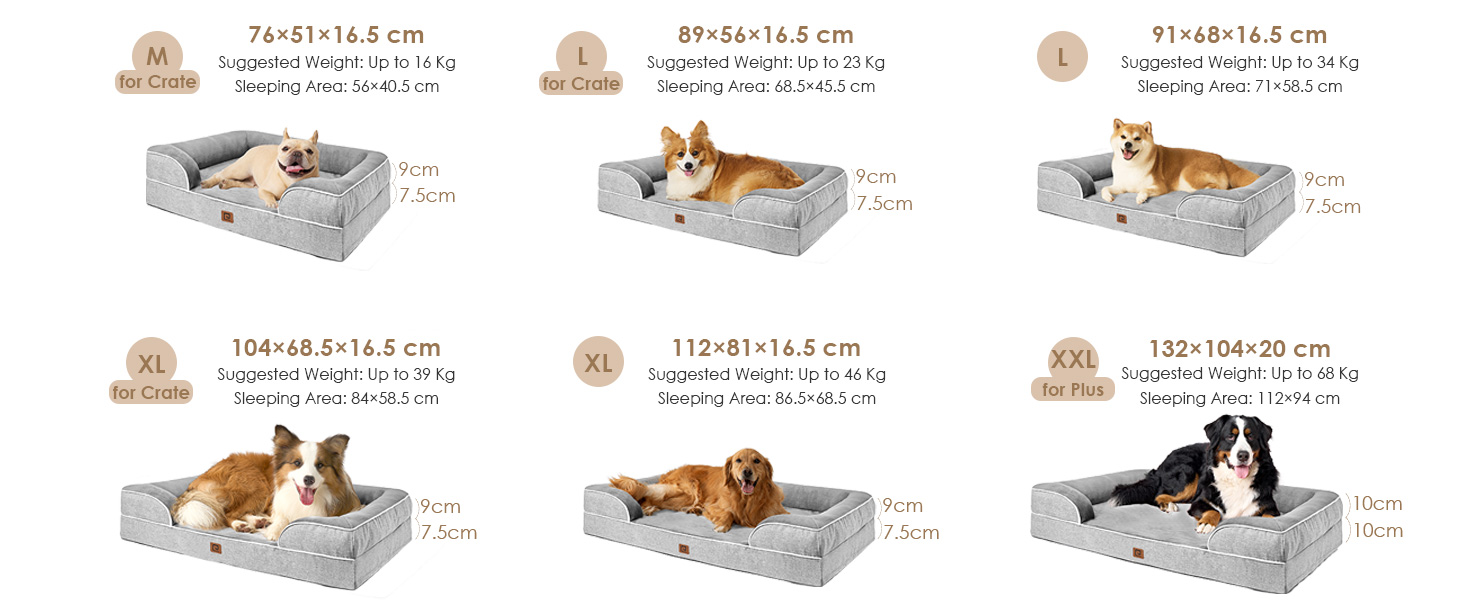 Ортопедичне ліжко для собак EHEYCIGA, великі та середні породи, 91x68 см, Memory Foam, вологостійке, з високим бортиком, сіре