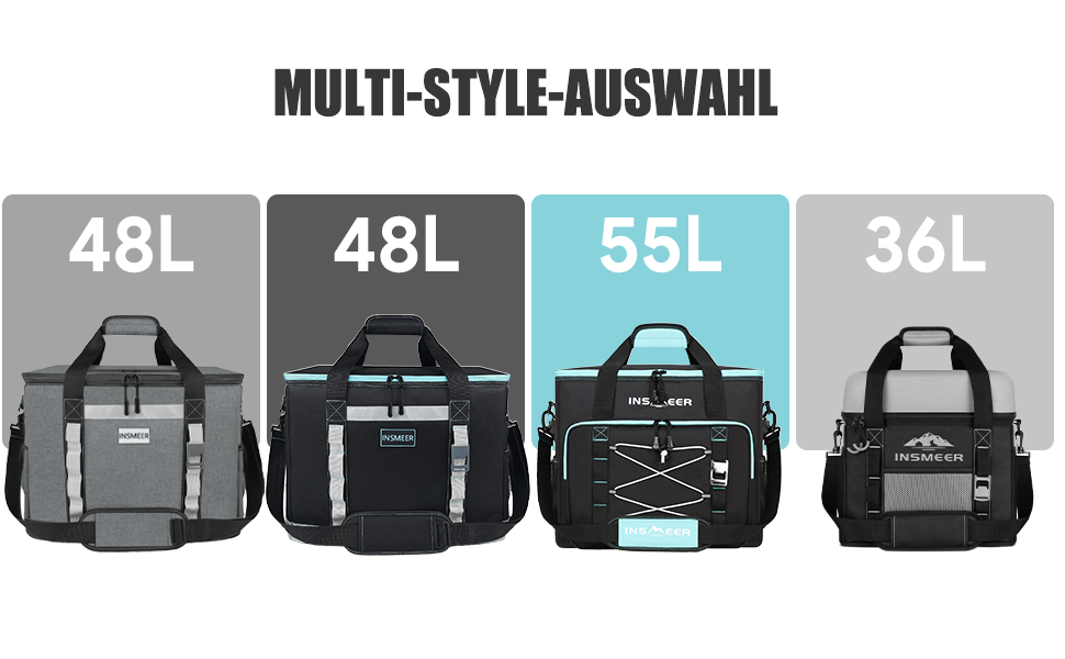 Сумка-холодильник INSMEER 48L: велика, містка, для пікніків, кемпінгу та пляжу (темно-сірий)