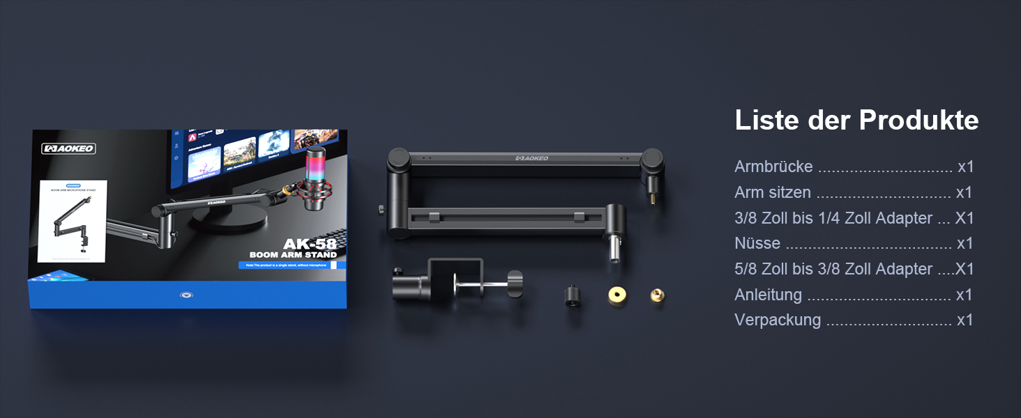 Кріплення для мікрофона Aokeo AK-58 - низькопрофільний тримач для HyperX, Elgato, Shure, Blue Yeti