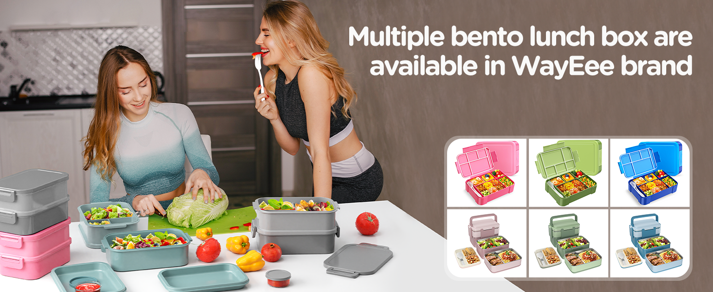 WayEee Ланчбокс для дорослих 2130 мл, Bento Box, витікання, Brotdose, BPA Free, для офісу, школи (Зелений)