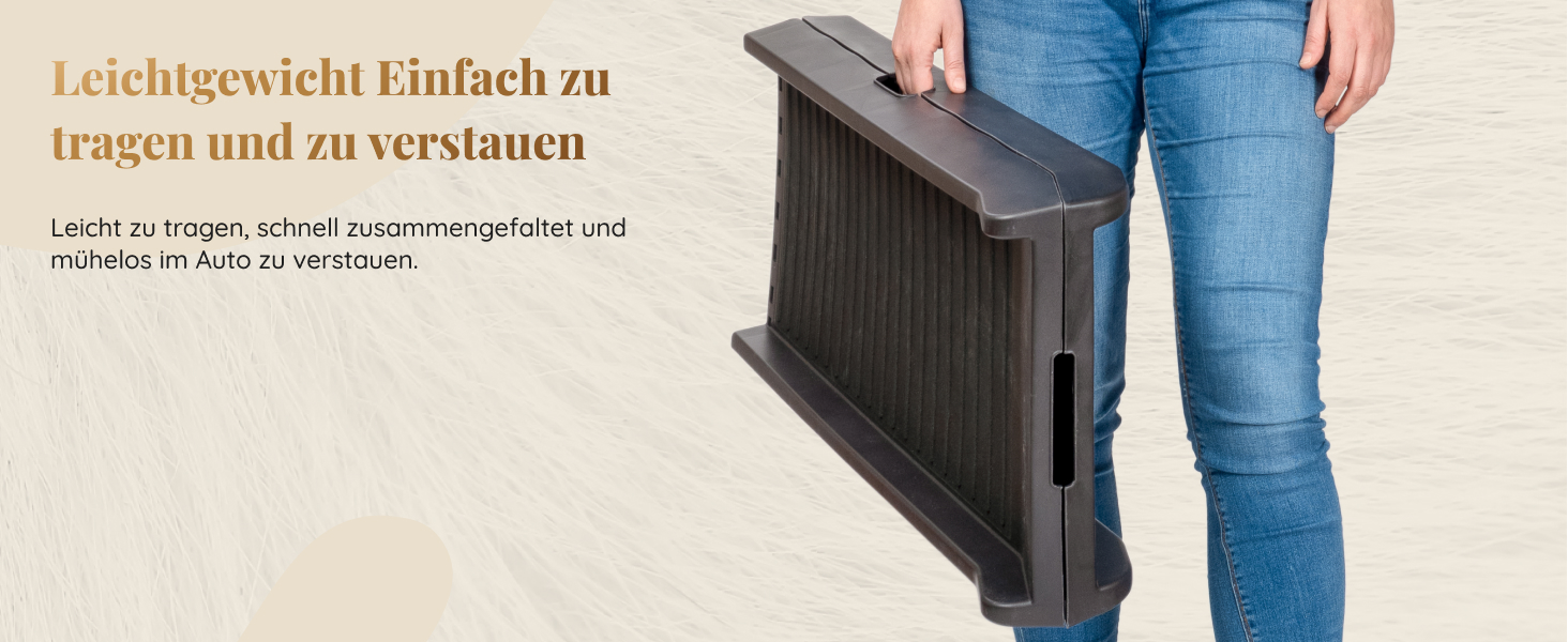Східці для собак у машину – складані, 174 см, 38 см, з гумовим покриттям – для великих собак, підходить для авто та SUV – вантажопідйомність 85 кг – темно-сірий колір
