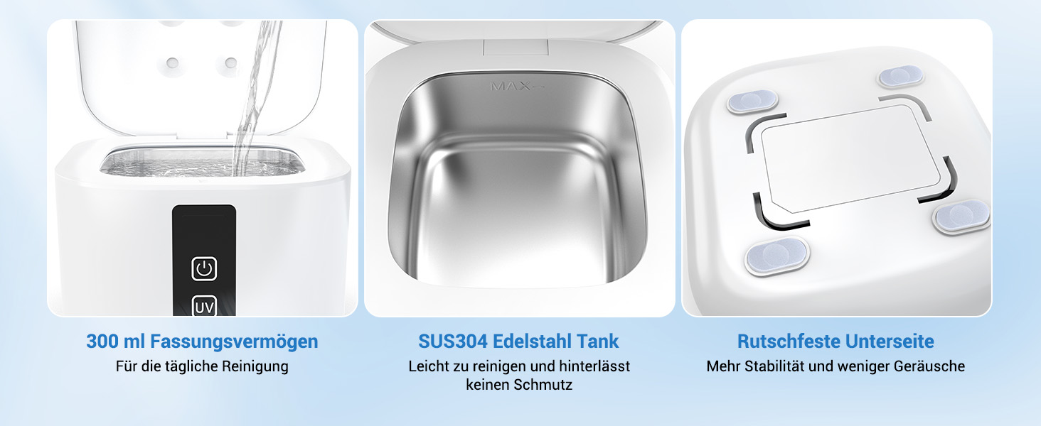 Ультразвуковий очищувач 48000Hz з УФ-дезінфекцією для зубних кап, брекетів, протезів та ювелірних виробів - 300 мл, 24 Вт