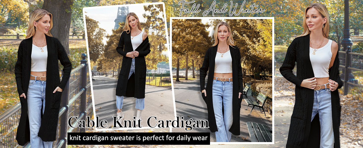 Saodimallsu В'язаний кардиган для жінок, великий в'язання, відкритий спереду, з кишенями, світло-зелений, XL