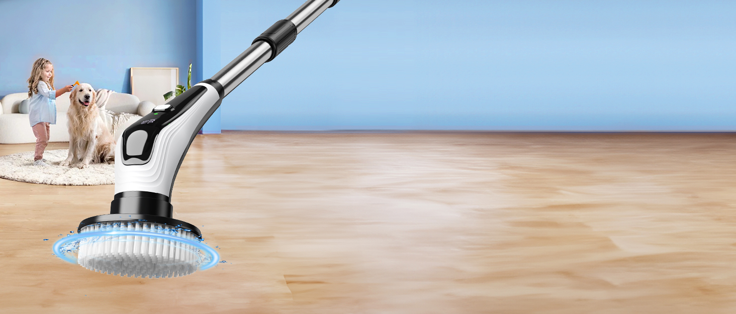 Електрична щітка для чищення з 9 насадок, щітка для швів, водонепроникна IPX8, електричний спін-скреббер з регульованою ручкою, 2 швидкості, для ванної кімнати, кухні, авто, біла+чорна