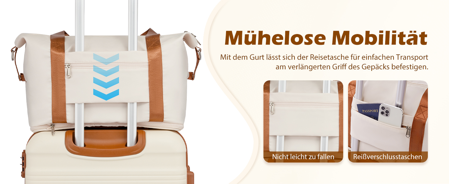 Набір валіз COOLIFE 6 шт: дорожній набір 16', 20', 24', 28' + сумка для подорожей та туалетна сумка | ABS, 360° колеса, TSA-замок для Європи, круїзів та навчання за кордоном – необхідний дорожній набір для сімейного відпочинку, білий/коричневий