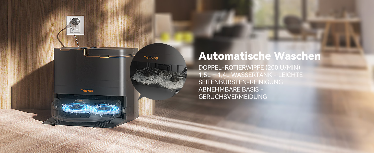 Робот-пилосос Tesvor S8MAX 3-в-1 з функцією миття, 8000Pa, LiDAR-навігація, 240 хв роботи, керування через додаток/Alexa, самостійна станція очищення 2.5л для великих приміщень з тваринами (X8 Ultra)