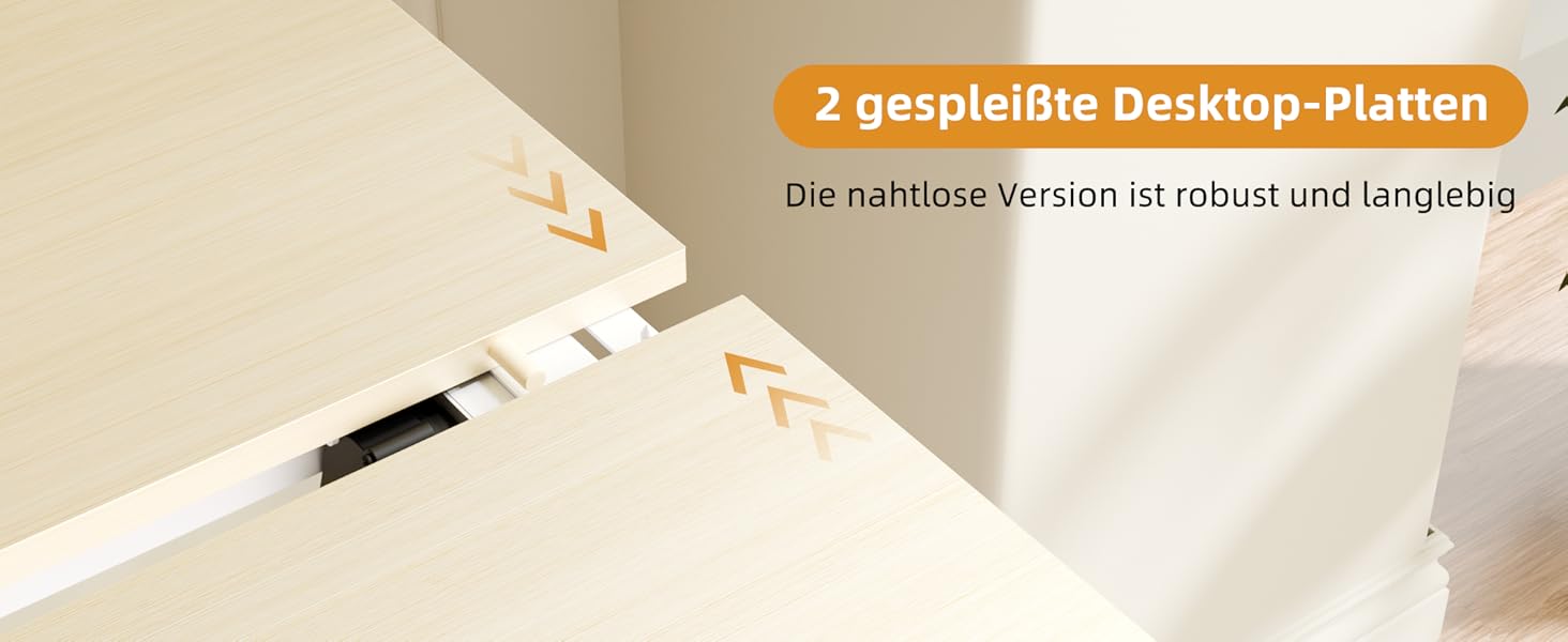 Ergonomaker Electric Standing Desk 80x60cm - Compact Adjustable Height Desk with 2-Section Tabletop, Home Office Desk (White Frame + Oak Tabletop)
